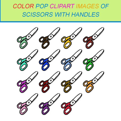 15 COLOR POP CLIPART IMAGES OF SCISSORS WITH HANDLES cover image.