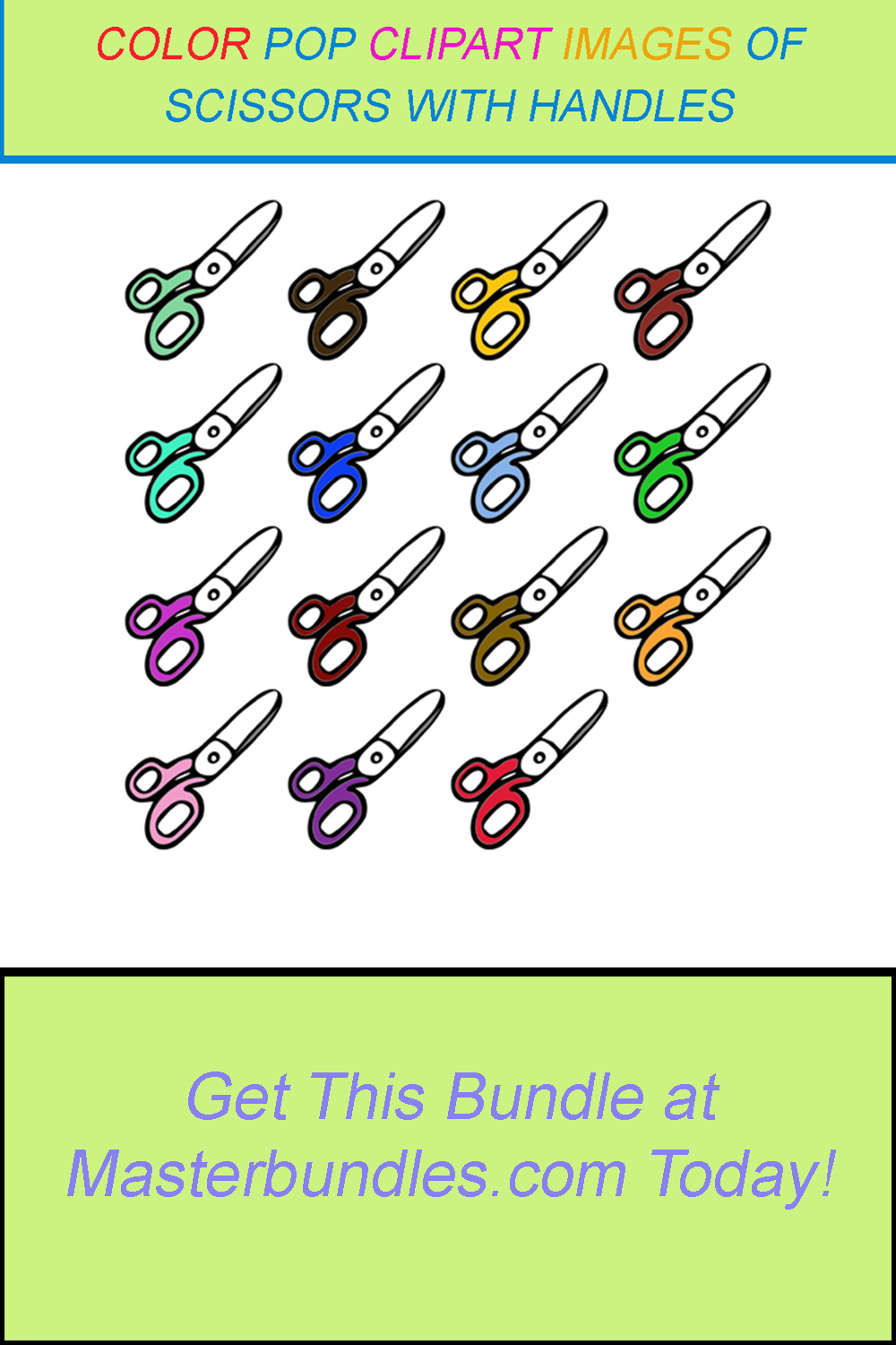 15 COLOR POP CLIPART IMAGES OF SCISSORS WITH HANDLES pinterest preview image.