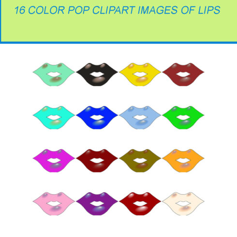 16 COLOR POP CLIPART IMAGES OF LIPS cover image.