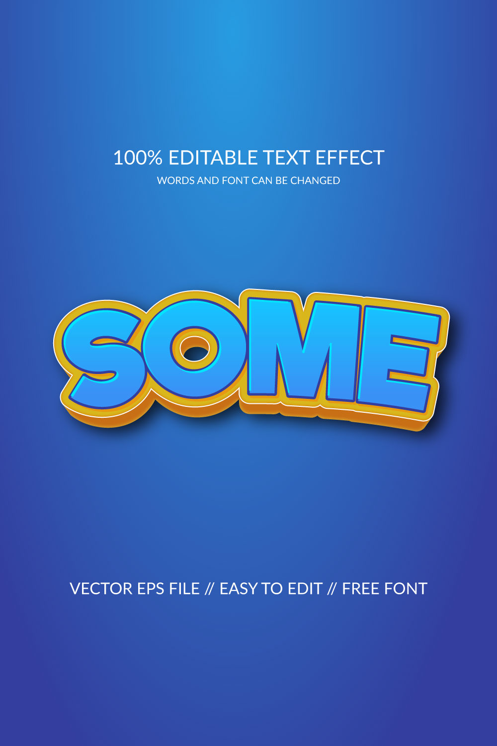 Some 3d editable text effect design pinterest preview image.