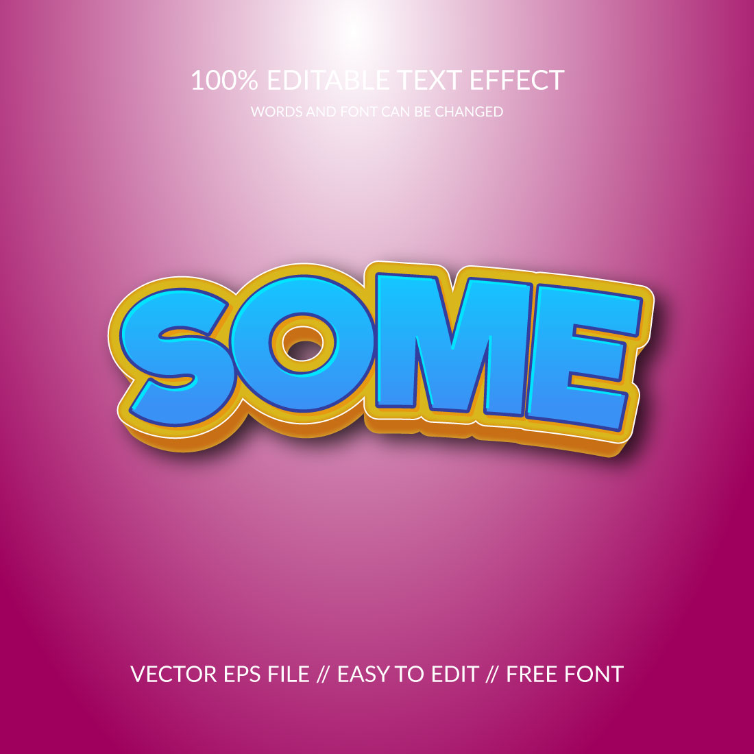 Some 3d editable text effect design preview image.