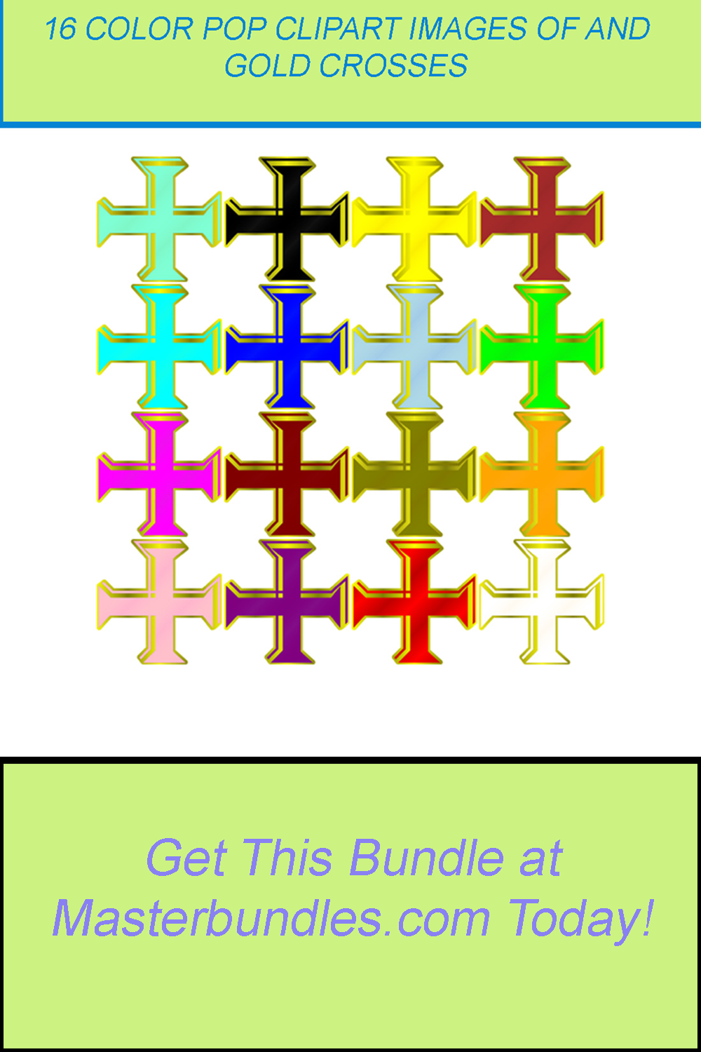 16 COLOR POP CLIPART IMAGES OF AND GOLD CROSSES pinterest preview image.