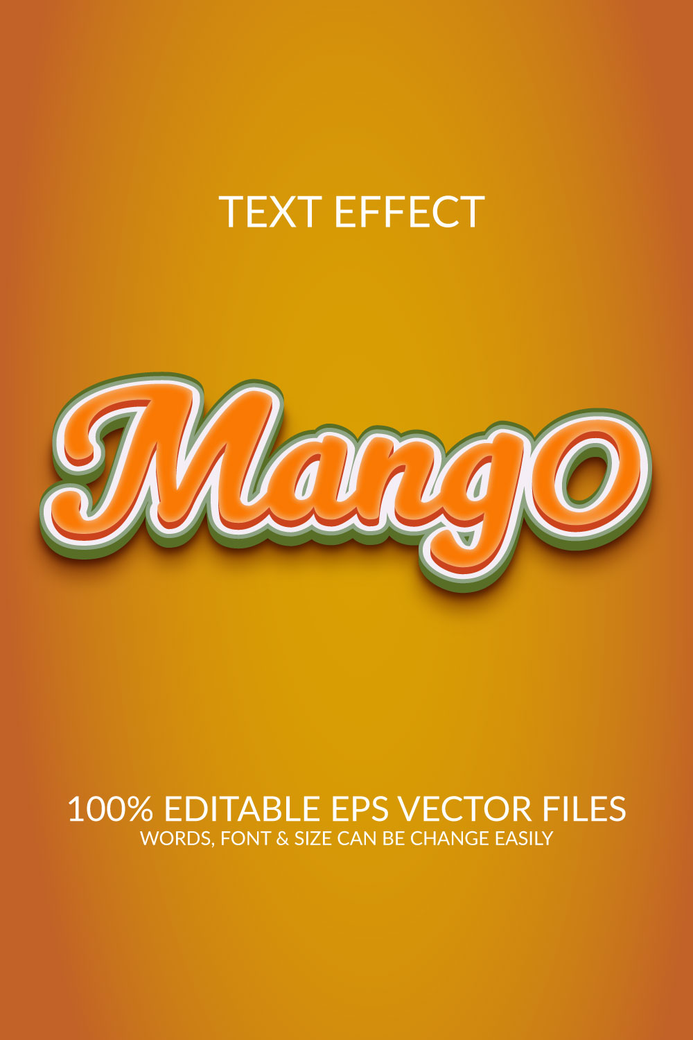 Mango fully editable vector text effect pinterest preview image.