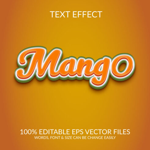Mango fully editable vector text effect cover image.