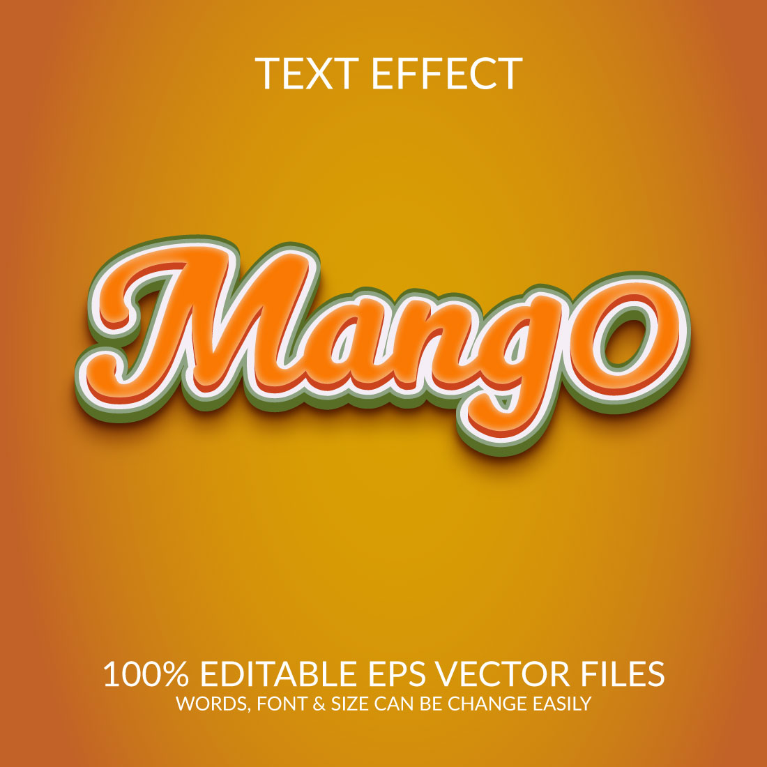 Mango fully editable vector text effect cover image.