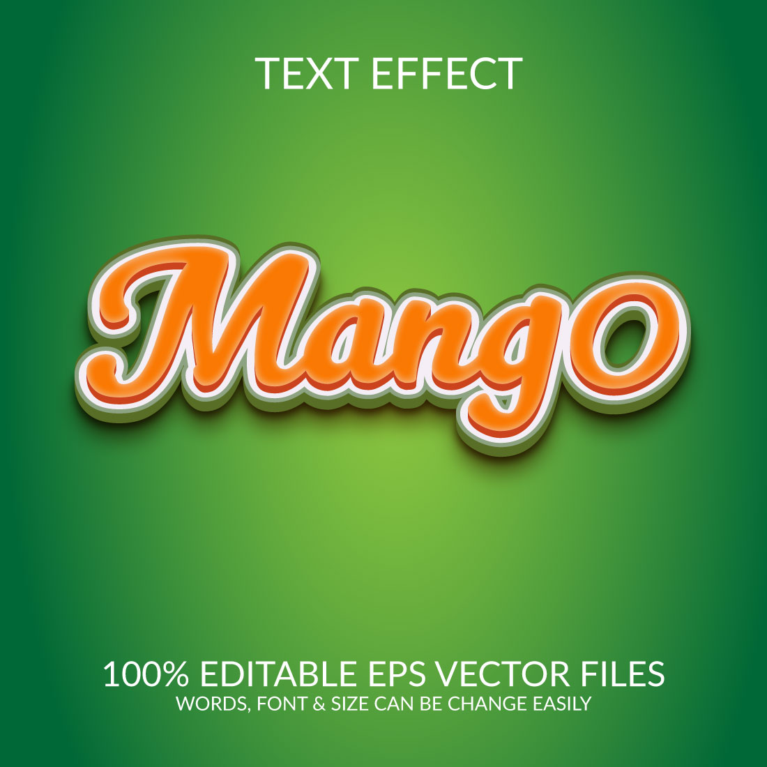 Mango fully editable vector text effect preview image.