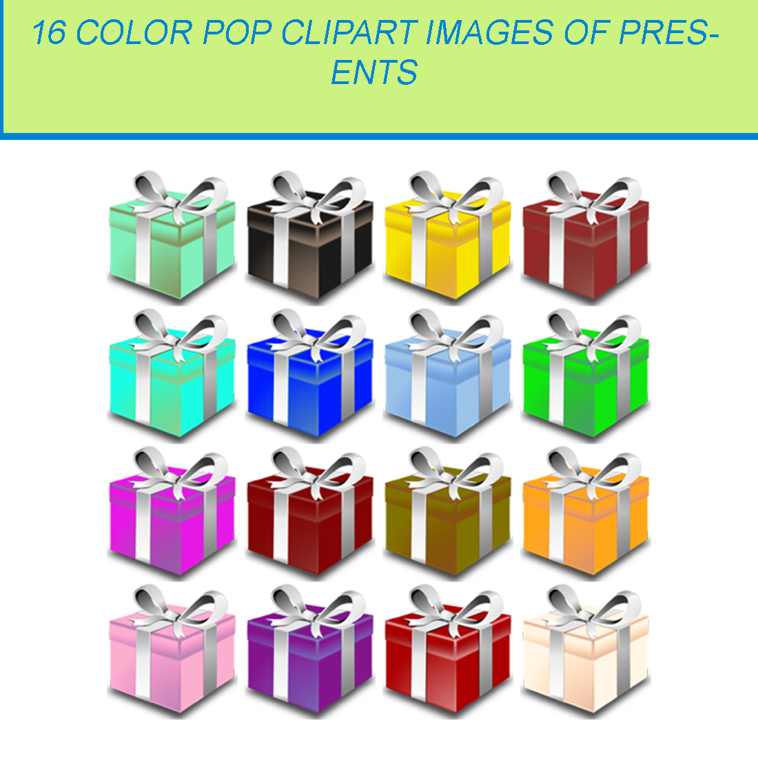 16 COLOR POP CLIPART IMAGES OF PRESENTS cover image.