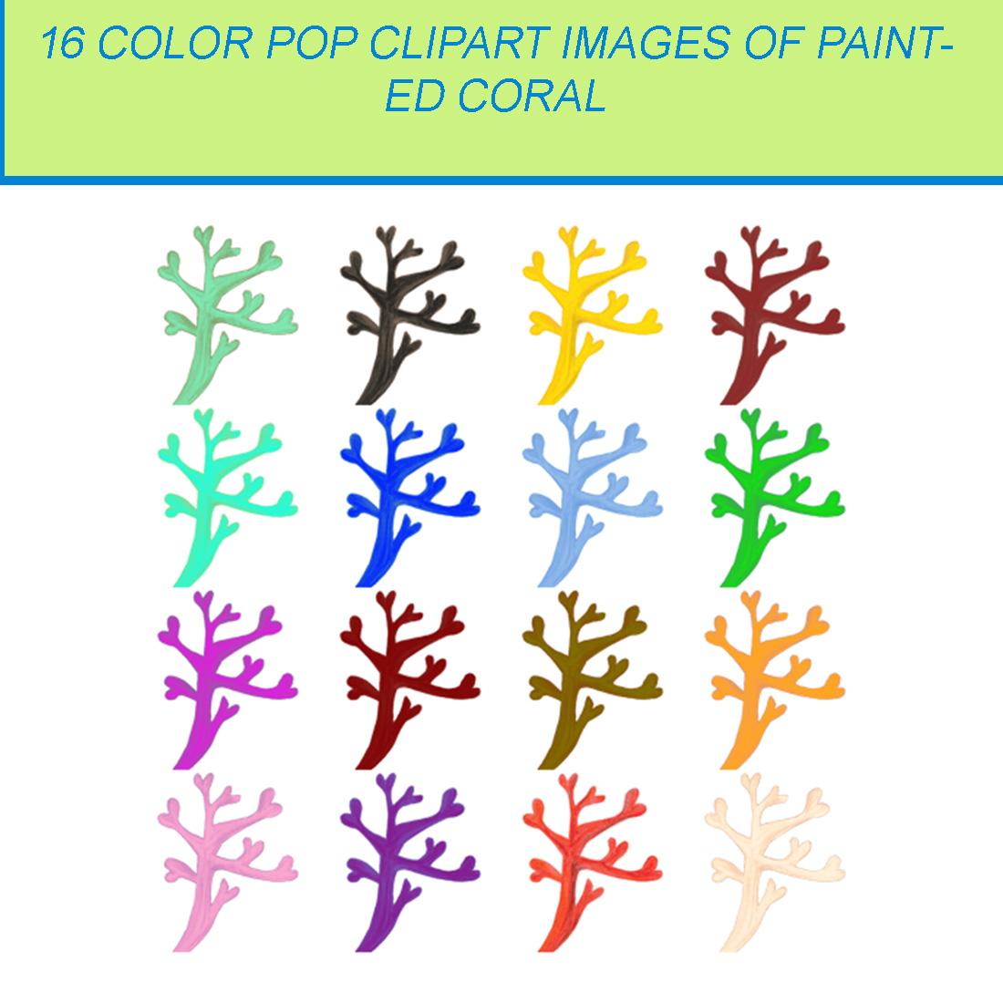 16 COLOR POP CLIPART IMAGES OF PAINTED CORAL cover image.