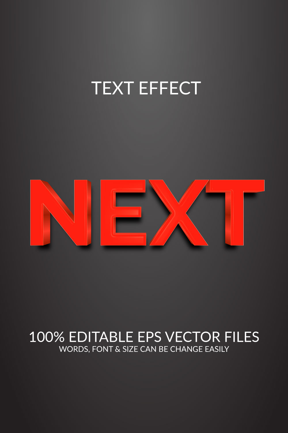 Next 3d vector text effect template design pinterest preview image.
