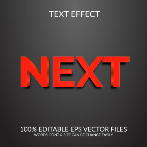 Next 3d vector text effect template design cover image.