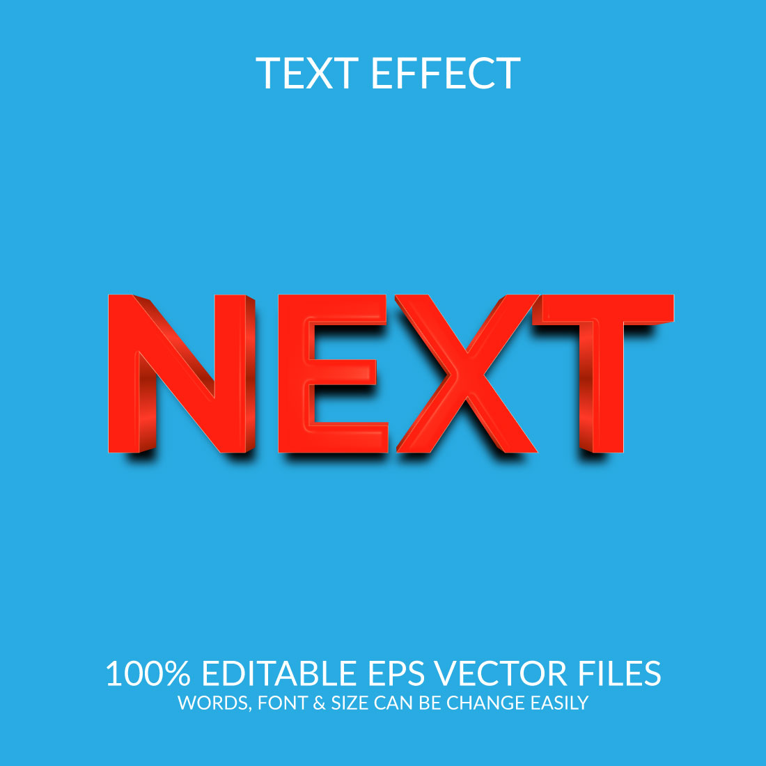 Next 3d vector text effect template design preview image.