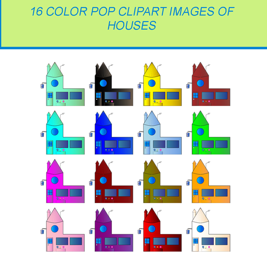 16 COLOR POP CLIPART IMAGES OF HOUSES cover image.