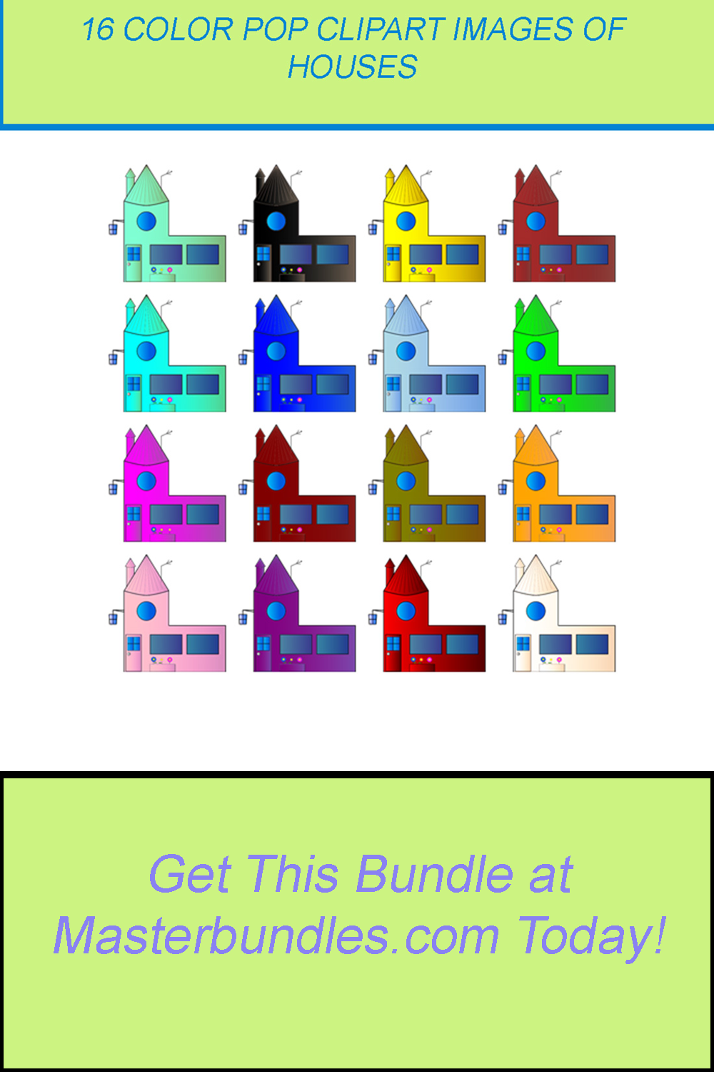 16 COLOR POP CLIPART IMAGES OF HOUSES pinterest preview image.