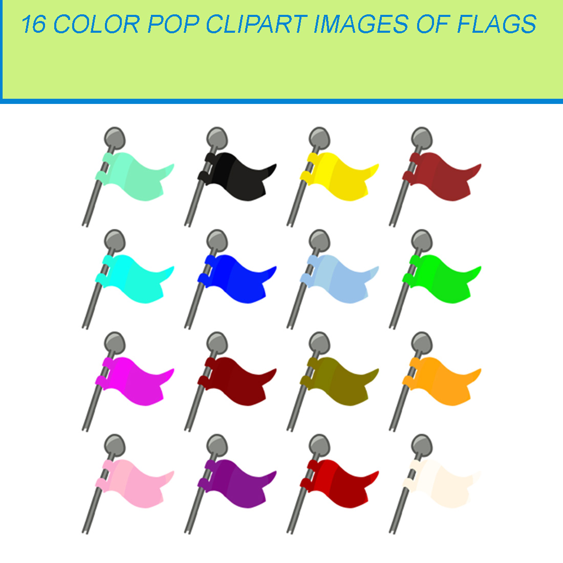 16 COLOR POP CLIPART IMAGES OF FLAGS cover image.