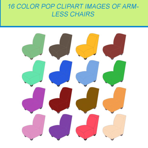 16 COLOR POP CLIPART IMAGES OF ARMLESS CHAIRS cover image.