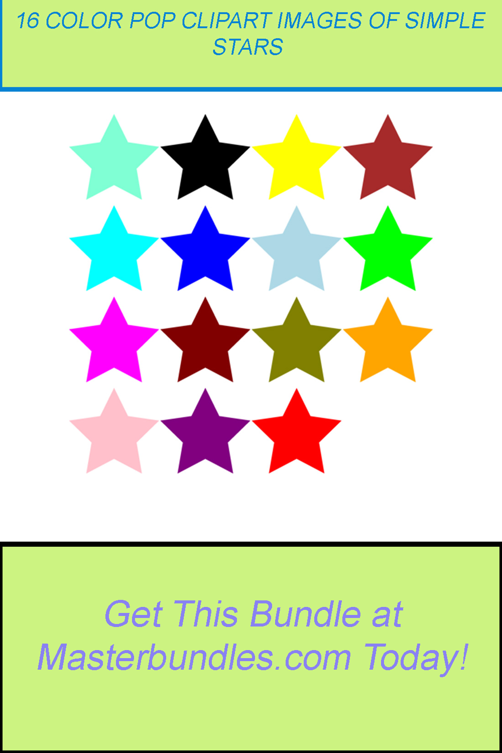 16 COLOR POP CLIPART IMAGES OF SIMPLE STAR pinterest preview image.