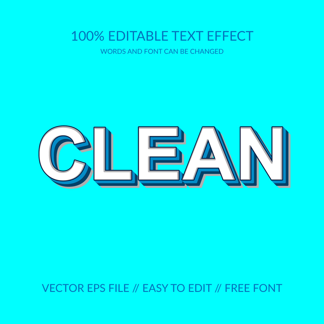 Clean 3d vector eps text effect preview image.