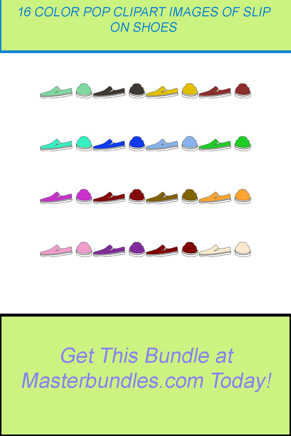 16 COLOR POP CLIPART IMAGES OF SLIP ON SHOES pinterest preview image.