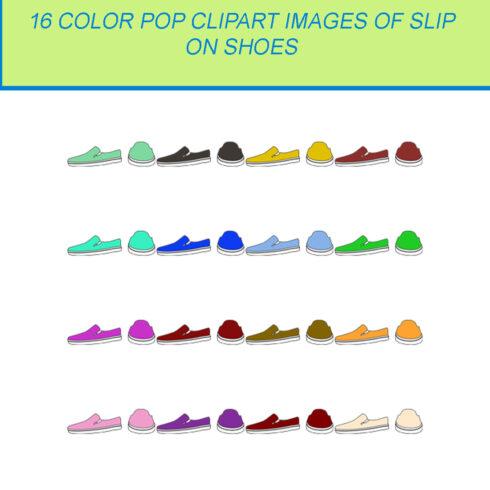 16 COLOR POP CLIPART IMAGES OF SLIP ON SHOES cover image.