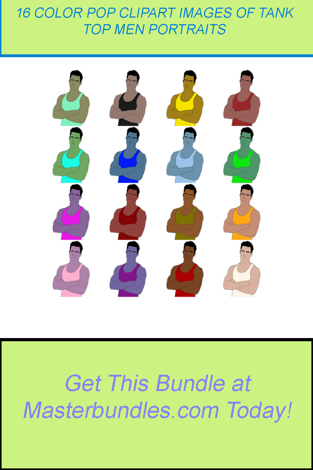 16 COLOR POP CLIPART IMAGES OF TANK TOP MAN PORTRAIT pinterest preview image.