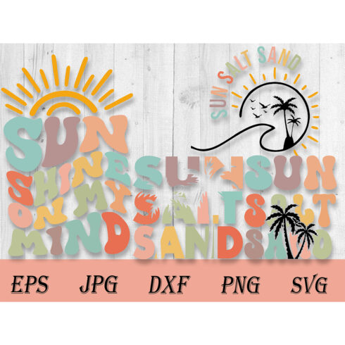 Sun Shine On My Mind SVG- PNG, Retro Vacation Shirt Svg, Groovy Summer Svg, Beach Motivational Svg, Positive Svg, Holiday Svg, Digital File cover image.