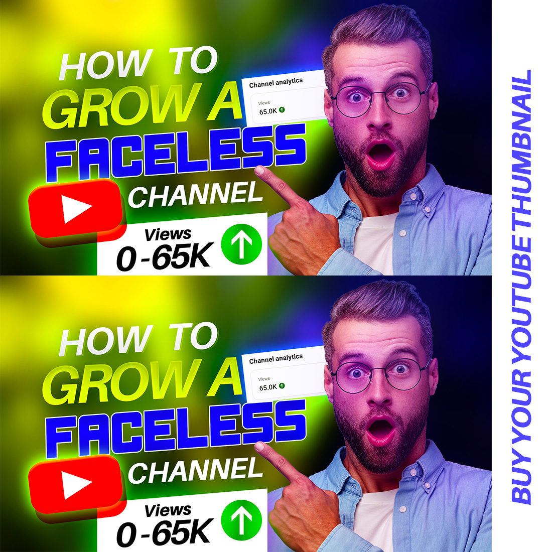 Professional Eye Catching YouTube Channel Thumbnail Template PSD preview image.