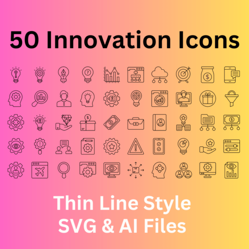 Innovation Icon Set 50 Outline Icons - SVG And AI Files cover image.