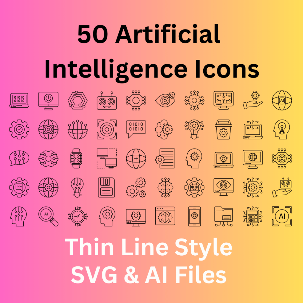 Artificial Intelligence Icon Set 50 Outline Icons - SVG And AI ...