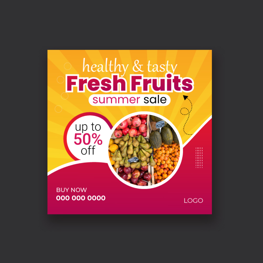 Fruit Social Media Post Design Template And Corporate Banner Template preview image.