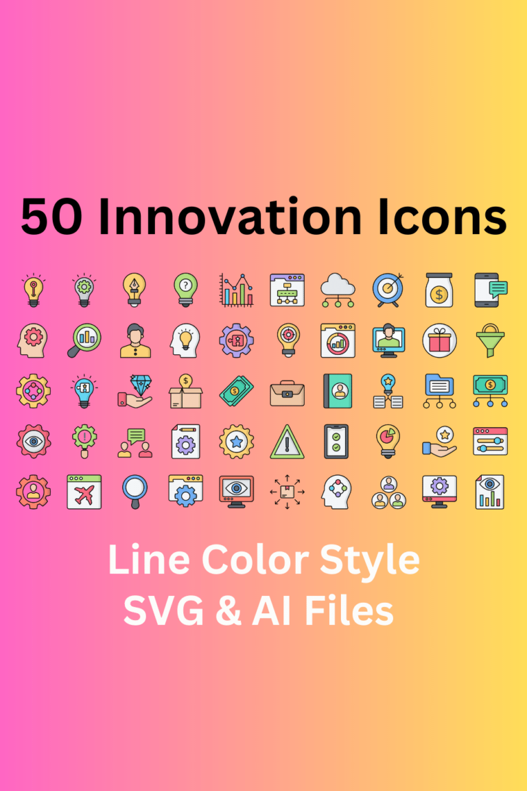 Innovation Icon Set 50 Line Color Icons - SVG And AI Files - MasterBundles