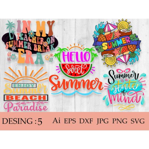 Retro Summer SVG Bundle, Groovy summer svg, Retro beach svg, Groovy beach bundle cover image.