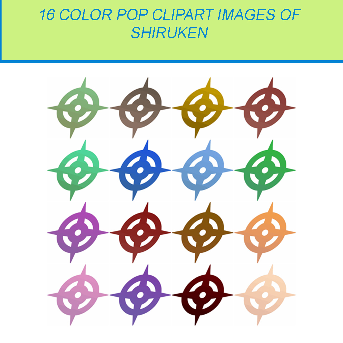 16 COLOR POP CLIPART IMAGES OF SHIRUKEN cover image.
