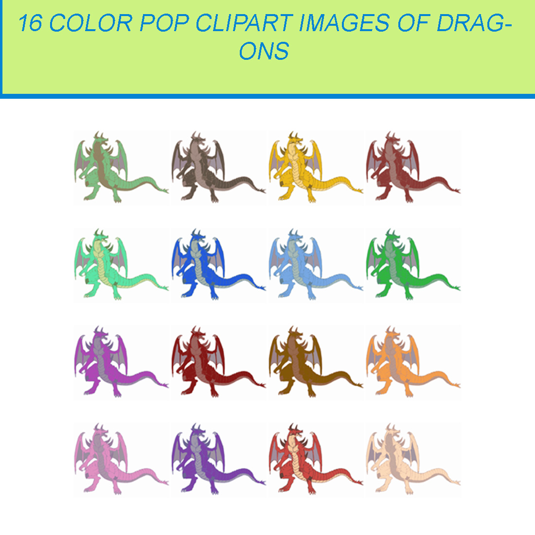 16 COLOR POP CLIPART IMAGES OF DRAGON cover image.