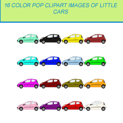 16 COLOR POP CLIPART IMAGES OF LITTLE CAR cover image.