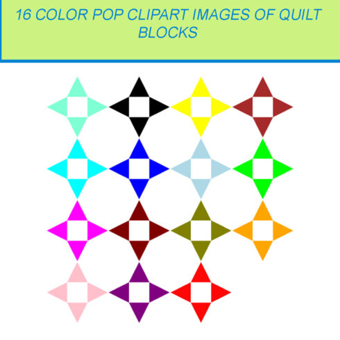 16 COLOR POP CLIPART IMAGES OF QUILT BLOCK cover image.
