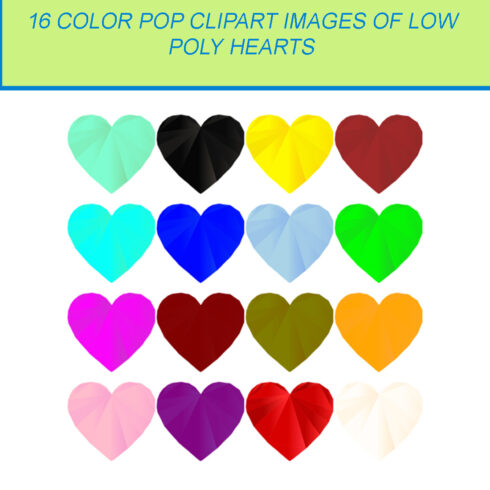 16 COLOR POP CLIPART IMAGES OF HEART LOW POLY cover image.
