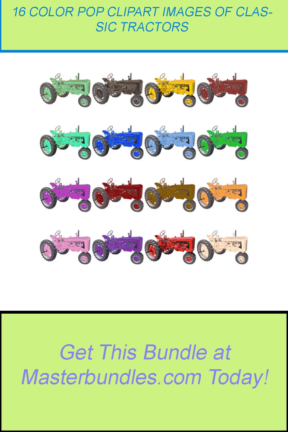 16 COLOR POP CLIPART IMAGES OF CLASSIC TRACTOR pinterest preview image.