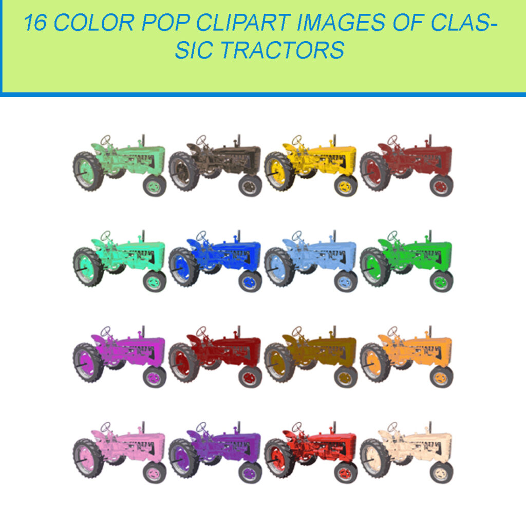 16 COLOR POP CLIPART IMAGES OF CLASSIC TRACTOR - MasterBundles