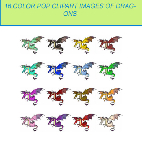 16 COLOR POP CLIPART IMAGES OF A DRAGON cover image.