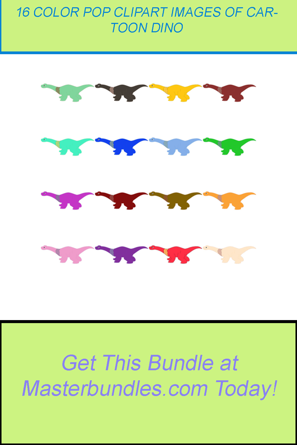 16 COLOR POP CLIPART IMAGES OF CARTOON DINO pinterest preview image.