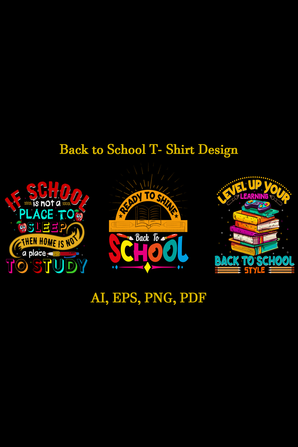 Back to school T shirt design bundle pinterest preview image.