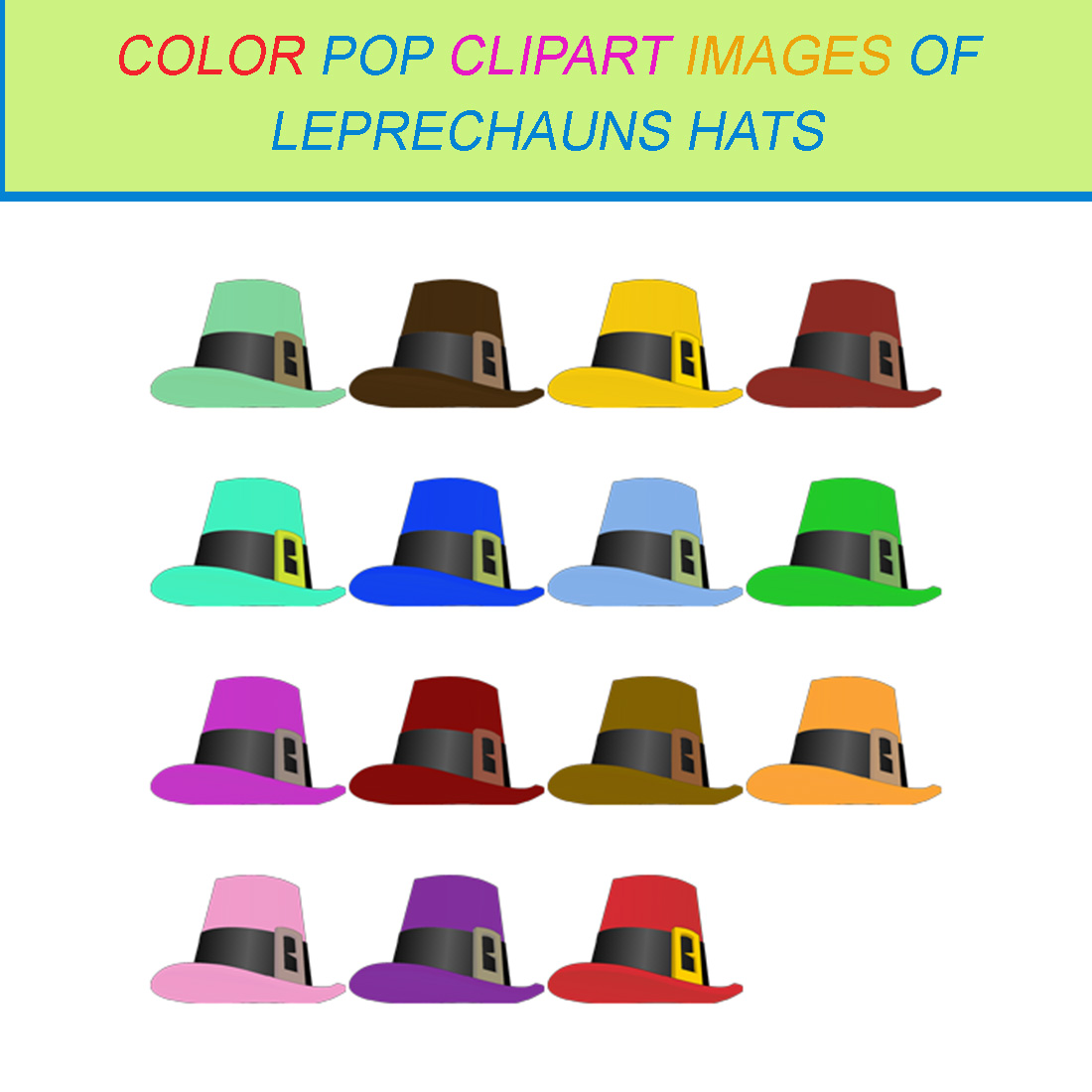 15 COLOR POP CLIPART IMAGES OF LEPRECHAUNS HATS cover image.