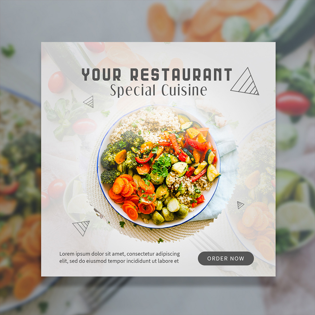 Food Menu Social Media Advertising Flyer PSD preview image.