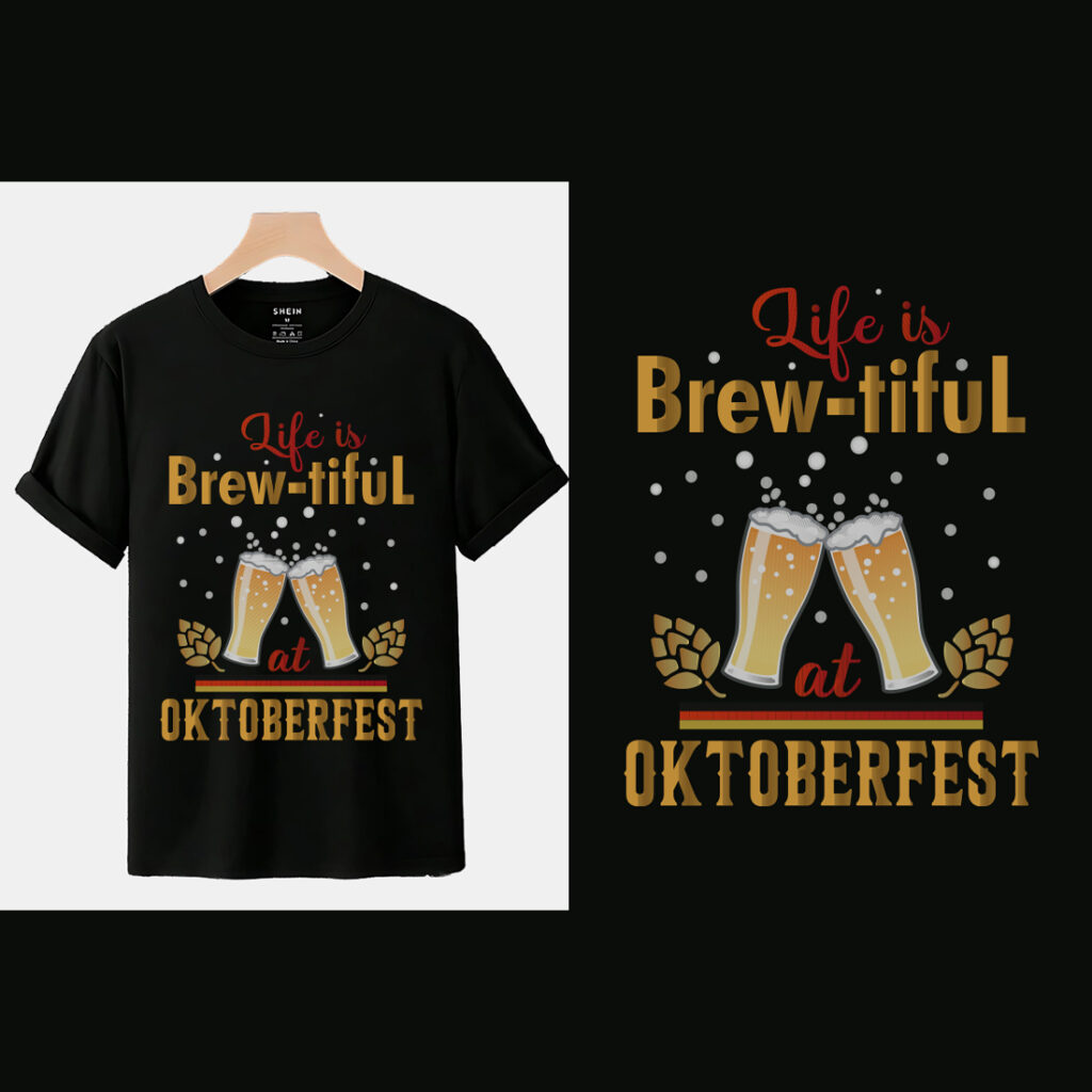 Life is brewtiful at oktoberfest typography t shirt design - MasterBundles