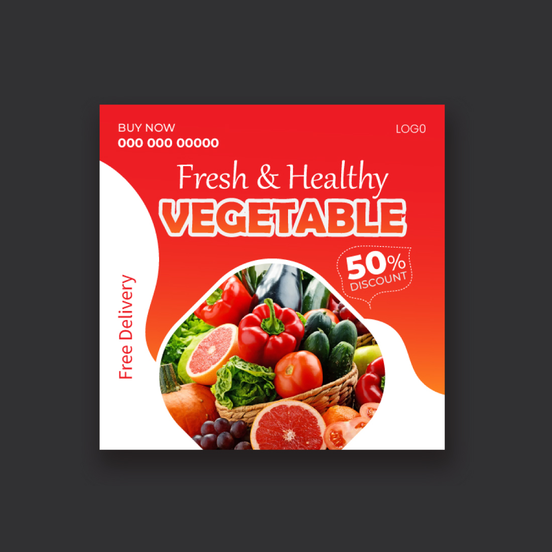 fruit social media post design instragram post template preview image.