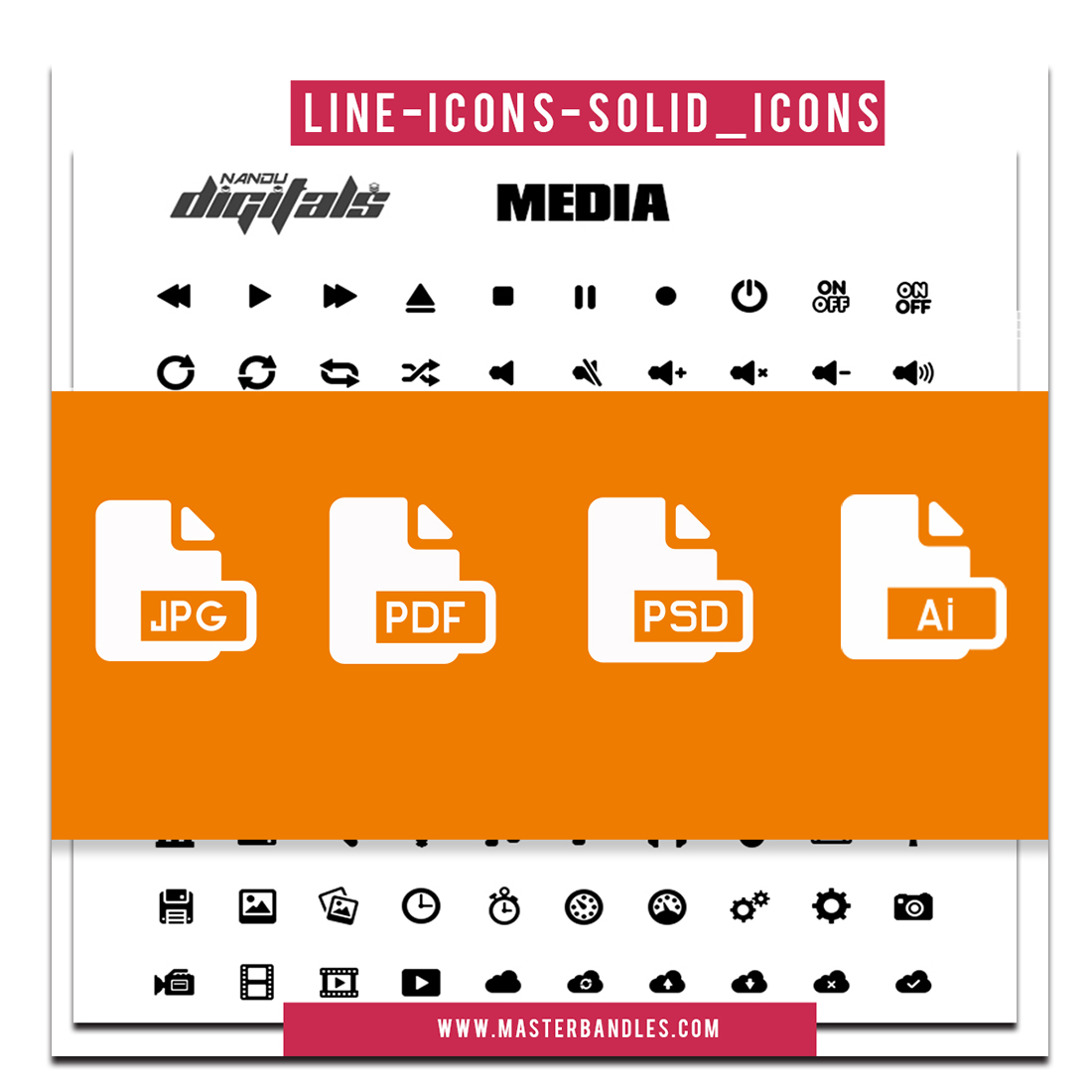 43 Categories 4000 Icons Design Bundle pack cover image.