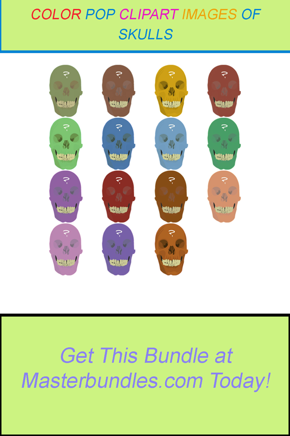 15 COLOR POP CLIPART IMAGES OF SKULLS pinterest preview image.