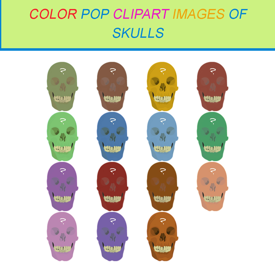 15 COLOR POP CLIPART IMAGES OF SKULLS cover image.