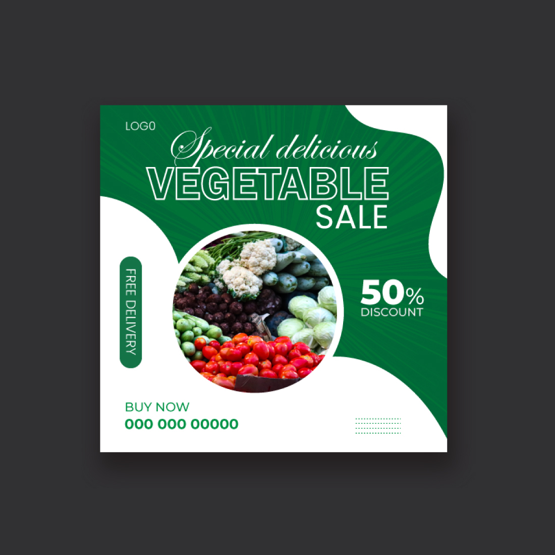 vegetable social media post design instragram post template preview image.