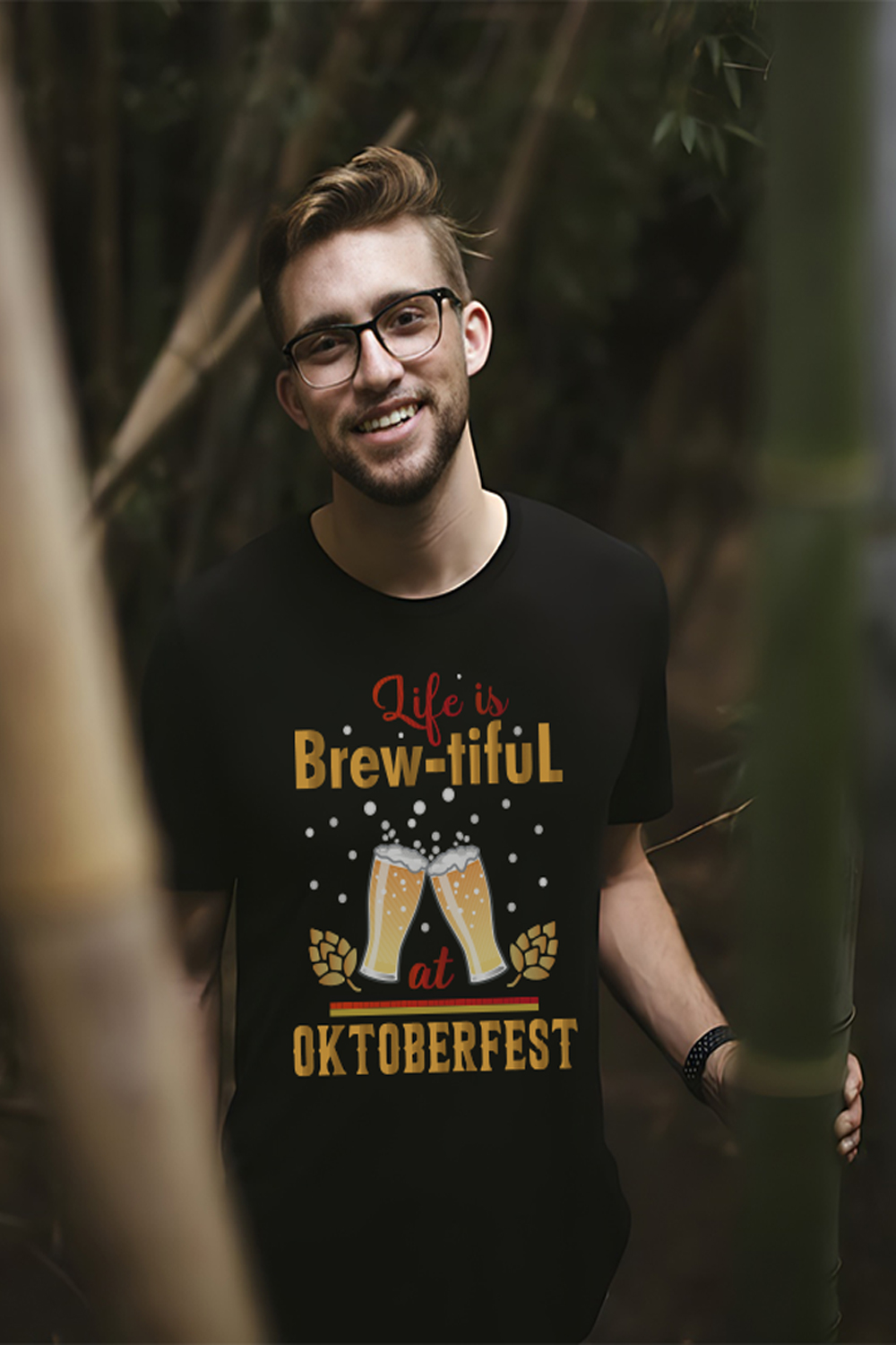 Life is brewtiful at oktoberfest typography t shirt design pinterest preview image.